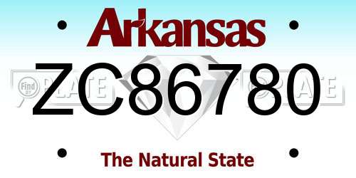 ZC86780 Arkansas License Plate