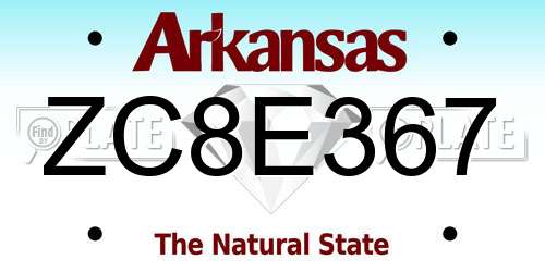 ZC8E367 Arkansas License Plate