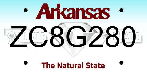 ZC8G280 Arkansas License Plate