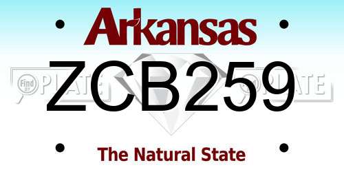 ZCB259 Arkansas License Plate