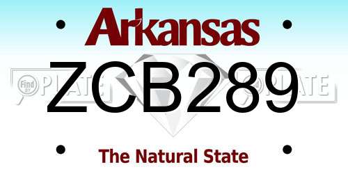 ZCB289 Arkansas License Plate