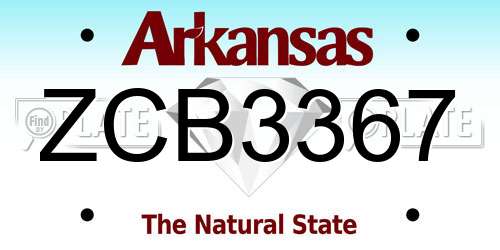ZCB3367 Arkansas License Plate