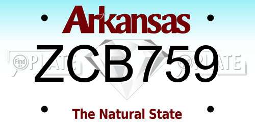 ZCB759 Arkansas License Plate