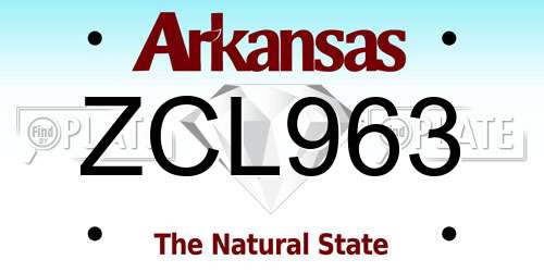 ZCL963 Arkansas License Plate