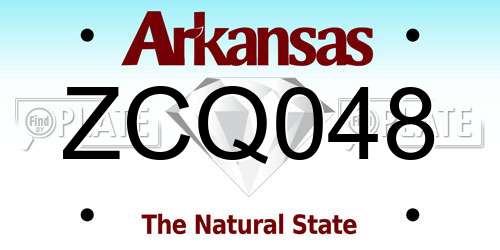 ZCQ048 Arkansas License Plate
