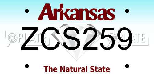 ZCS259 Arkansas License Plate