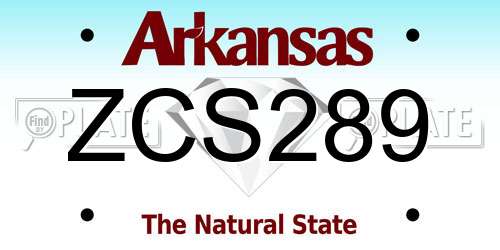 ZCS289 Arkansas License Plate