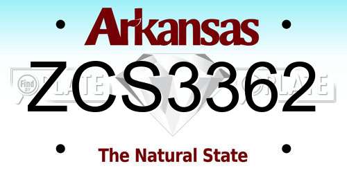 ZCS3362 Arkansas License Plate