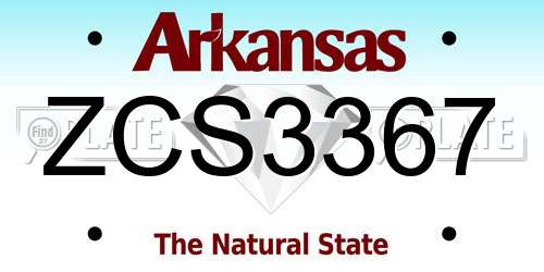 ZCS3367 Arkansas License Plate