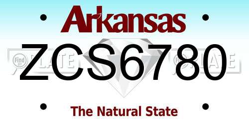 ZCS6780 Arkansas License Plate