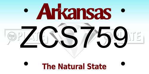 ZCS759 Arkansas License Plate