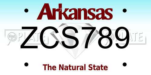 ZCS789 Arkansas License Plate