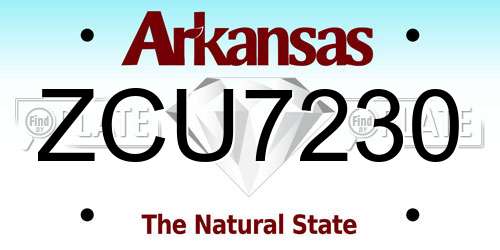 ZCU7230 Arkansas License Plate