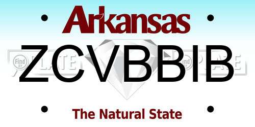 ZCVBBIB Arkansas License Plate