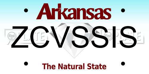 ZCVSSIS Arkansas License Plate