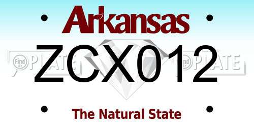 ZCX012 Arkansas License Plate
