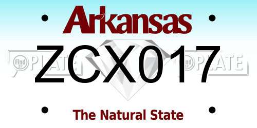 ZCX017 Arkansas License Plate