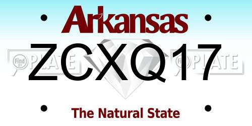 ZCXQ17 Arkansas License Plate