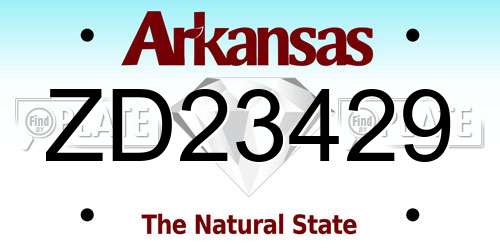 ZD23429 Arkansas License Plate