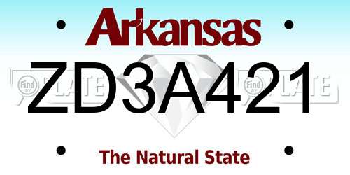 ZD3A421 Arkansas License Plate