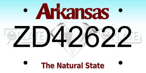 ZD42622 Arkansas License Plate