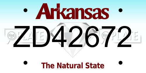 ZD42672 Arkansas License Plate