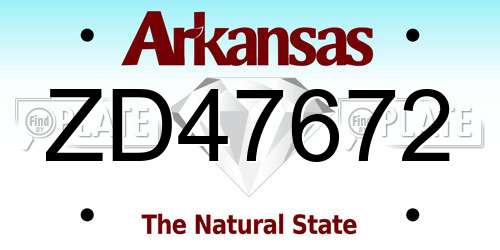 ZD47672 Arkansas License Plate