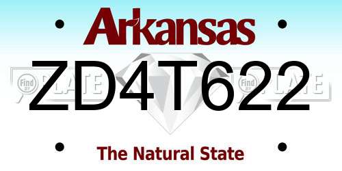 ZD4T622 Arkansas License Plate