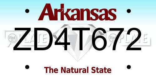 ZD4T672 Arkansas License Plate