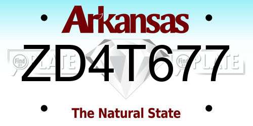 ZD4T677 Arkansas License Plate