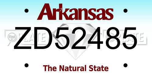 ZD52485 Arkansas License Plate
