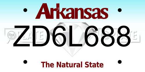 ZD6L688 Arkansas License Plate