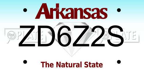 ZD6Z2S Arkansas License Plate