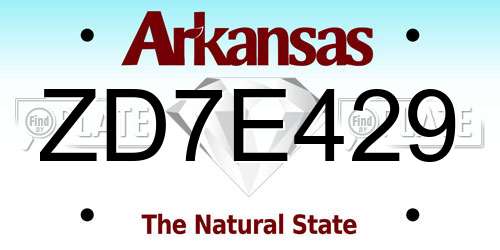 ZD7E429 Arkansas License Plate