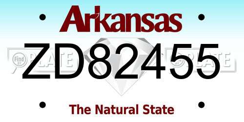 ZD82455 Arkansas License Plate