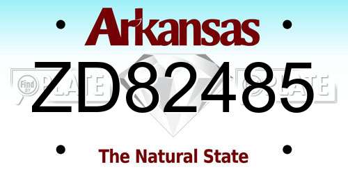 ZD82485 Arkansas License Plate