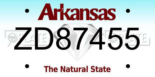 ZD87455 Arkansas License Plate