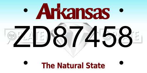ZD87458 Arkansas License Plate