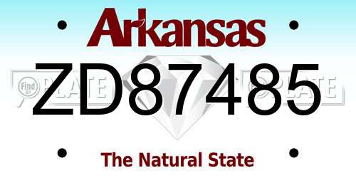 ZD87485 Arkansas License Plate