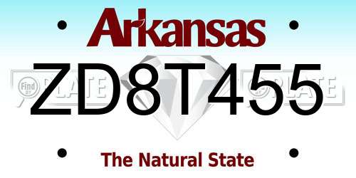 ZD8T455 Arkansas License Plate