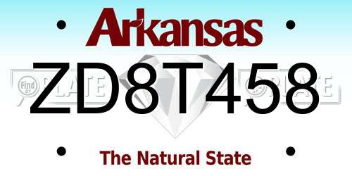 ZD8T458 Arkansas License Plate