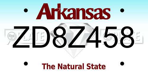 ZD8Z458 Arkansas License Plate