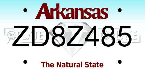 ZD8Z485 Arkansas License Plate