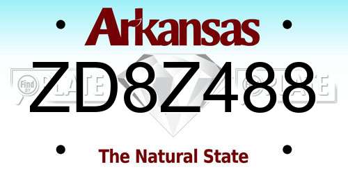 ZD8Z488 Arkansas License Plate