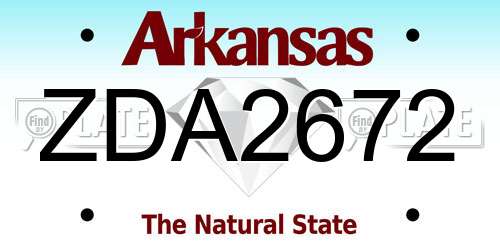 ZDA2672 Arkansas License Plate