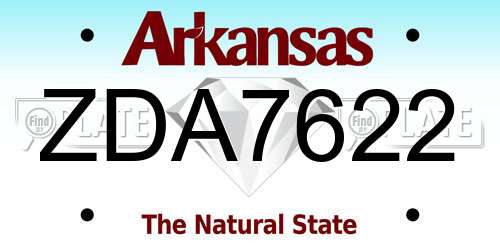 ZDA7622 Arkansas License Plate
