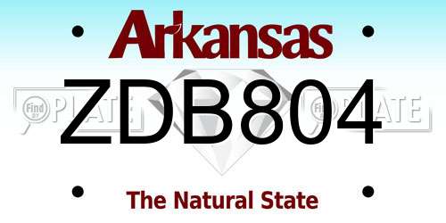 ZDB804 Arkansas License Plate