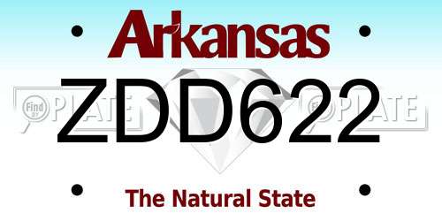 ZDD622 Arkansas License Plate