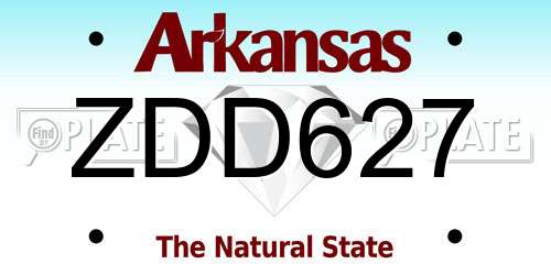 ZDD627 Arkansas License Plate
