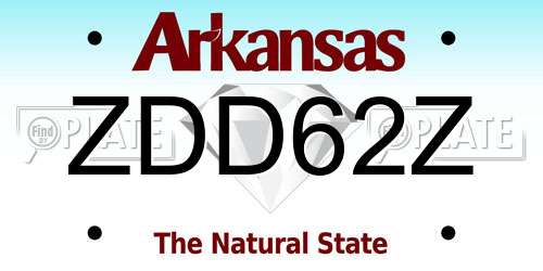 ZDD62Z Arkansas License Plate